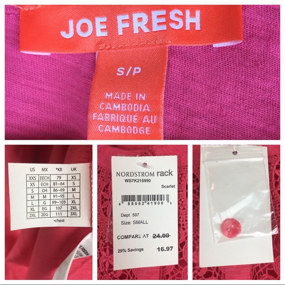 Joe Fresh Tank Top Embroidered Lace Sleeveless - Picture 7 of 8